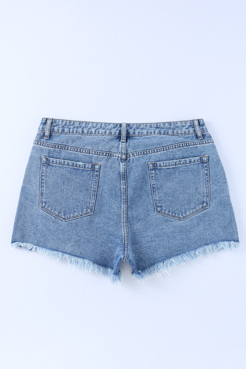 Sky Blue High Rise Crossover Waist Denim Shorts